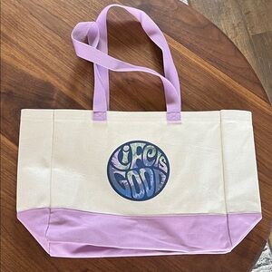 Life Is Good Cream and Purple Tote